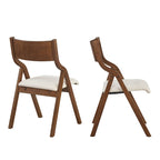 Ensemble de 2 chaises de salle à manger pliantes et rembourrées - Design compact et portable pour la salle à manger - Finition noyer élégante