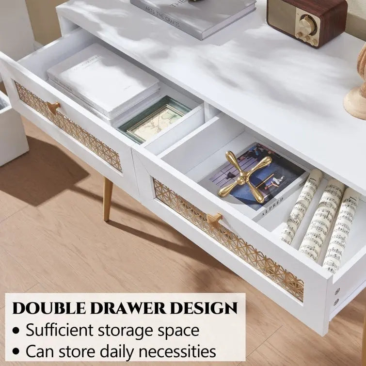 Console d'entrée en bois à 2 tiroirs de 41,9 cm