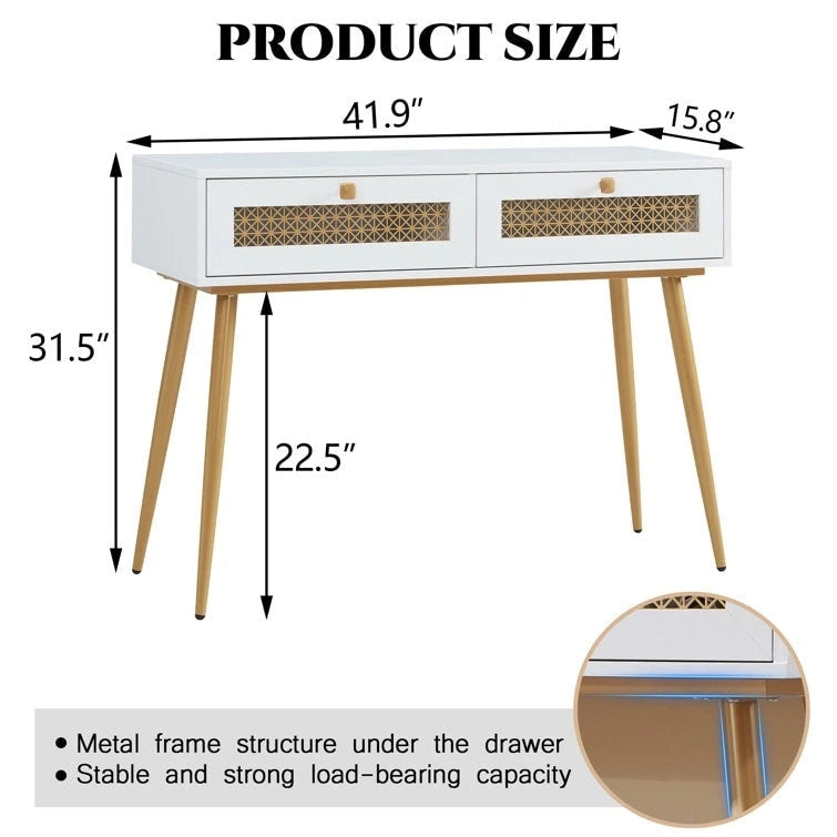 Console d'entrée en bois à 2 tiroirs de 41,9 cm