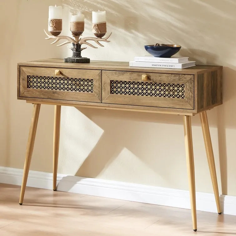 Console d'entrée en bois à 2 tiroirs de 41,9 cm