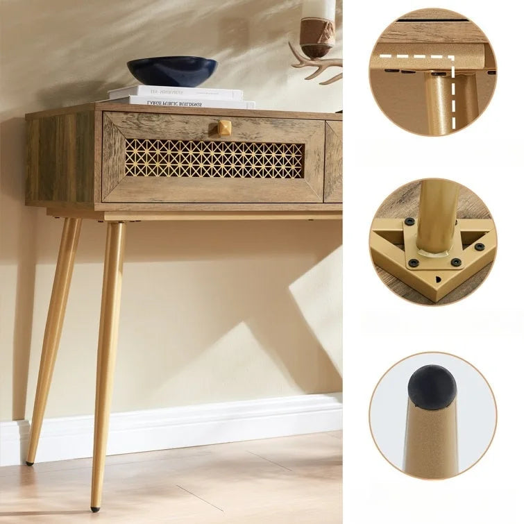 Console d'entrée en bois à 2 tiroirs de 41,9 cm