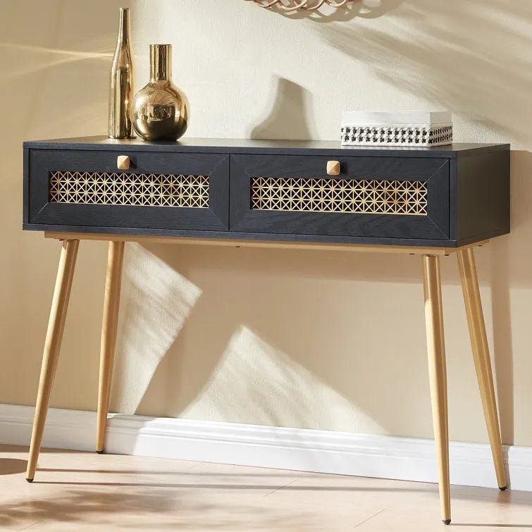 Console d'entrée en bois à 2 tiroirs de 41,9 cm