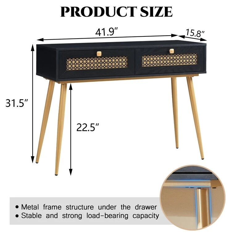Console d'entrée en bois à 2 tiroirs de 41,9 cm