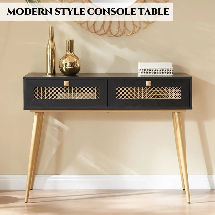 Console d'entrée en bois à 2 tiroirs de 41,9 cm