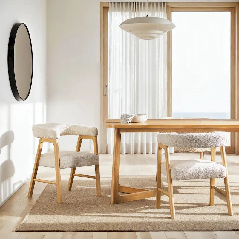 Chaise de salle à manger Middlebrook moderne en bois massif courbé bouclé (lot de 2)