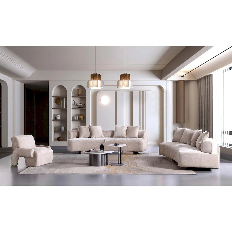 Manhattan Comfort 3 Piece Modern Verandah Chenille Multi Sofa Set