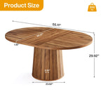 Table de conférence ovale en bois brun de 140 cm (55,11 pouces) avec piètement en bois pour 6 personnes - Non disponible