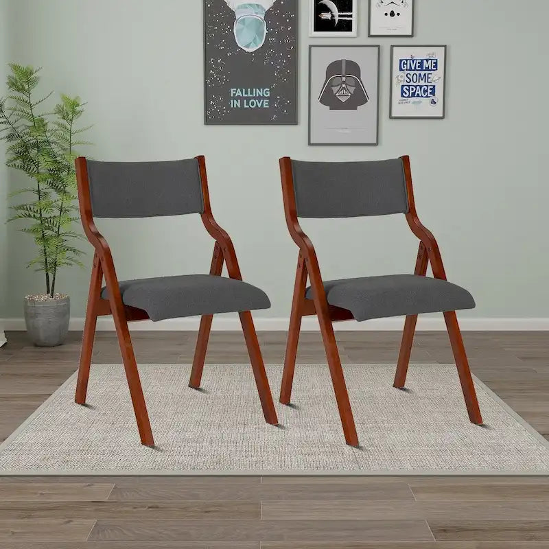 Chaises pliantes vintage rembourrées en tissu, lot de 2