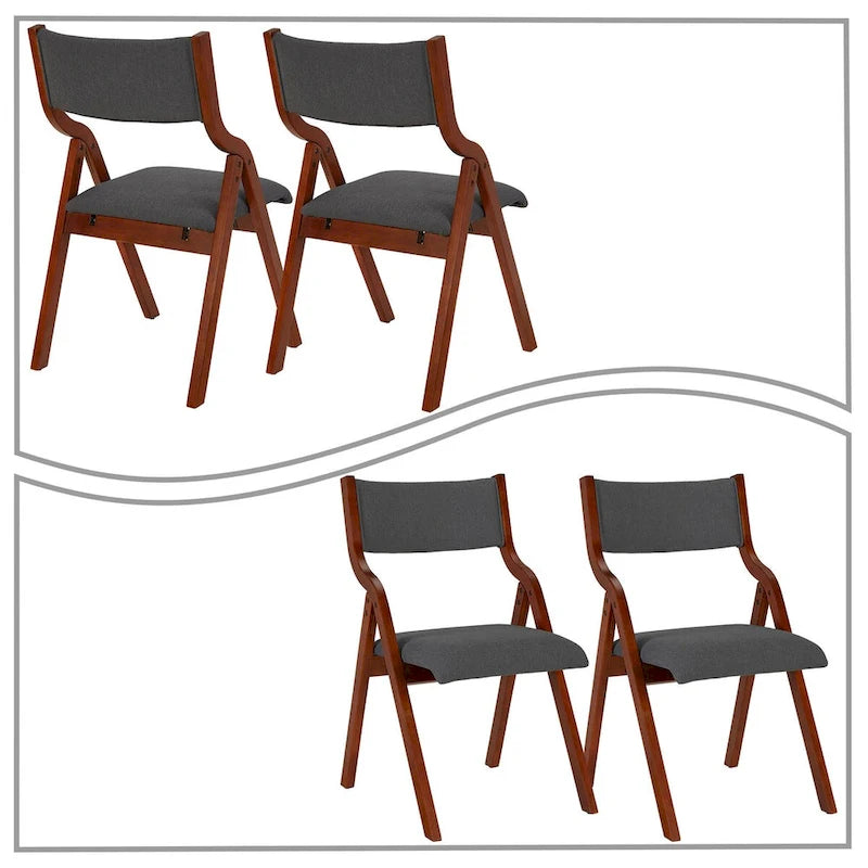 Chaises pliantes vintage rembourrées en tissu, lot de 2