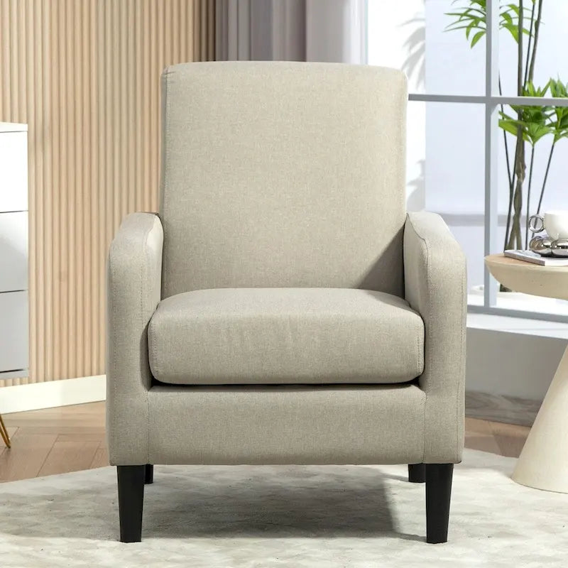 Fauteuil US Pride Furniture au style minimaliste et élégant, avec structure en bois massif et nouvelle mousse moelleuse