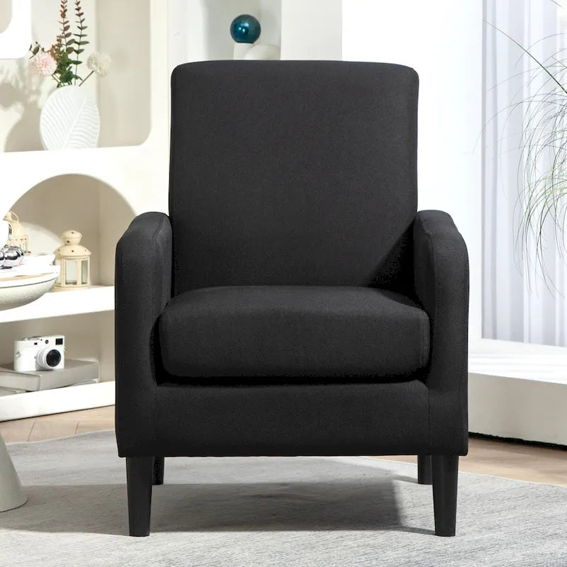 Fauteuil US Pride Furniture au style minimaliste et élégant, avec structure en bois massif et nouvelle mousse moelleuse