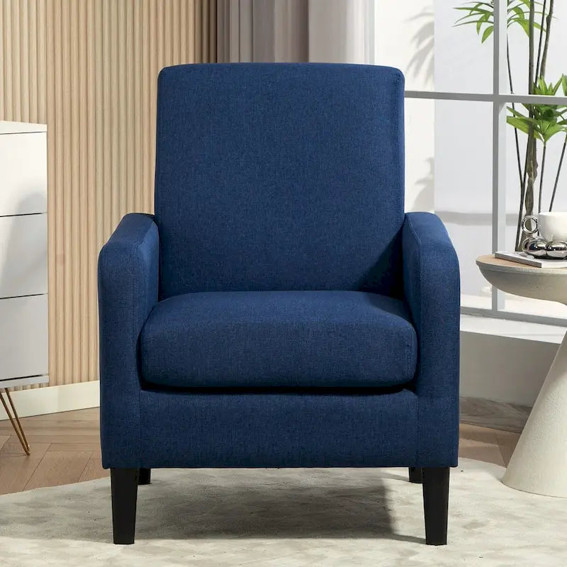 Fauteuil US Pride Furniture au style minimaliste et élégant, avec structure en bois massif et nouvelle mousse moelleuse