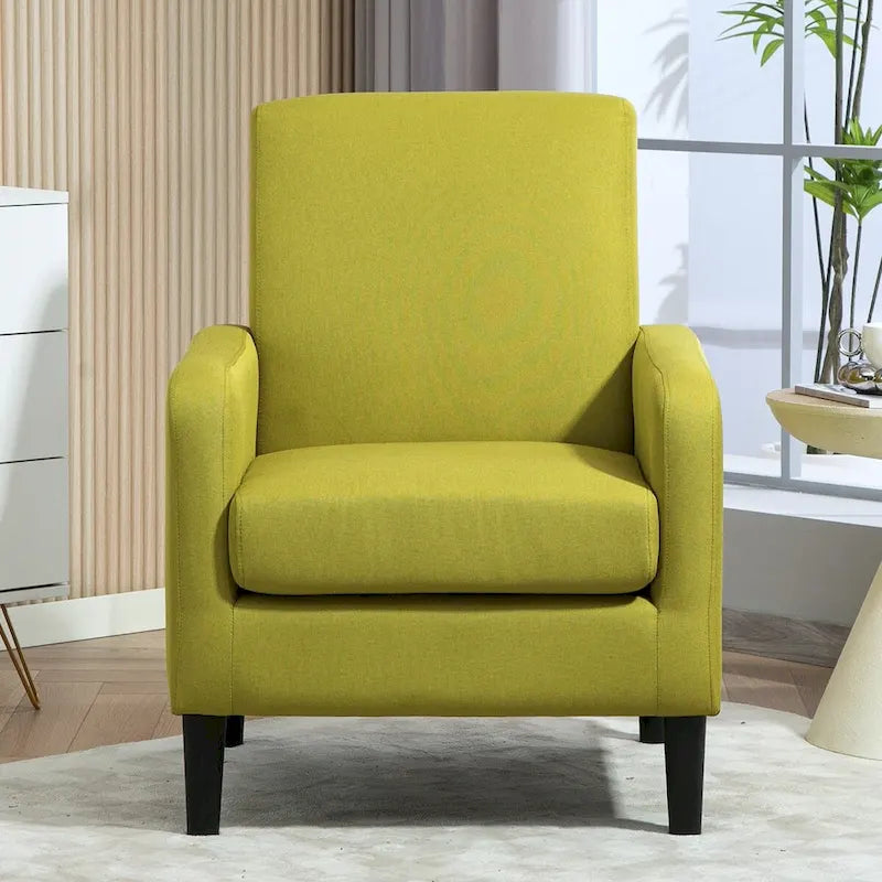 Fauteuil US Pride Furniture au style minimaliste et élégant, avec structure en bois massif et nouvelle mousse moelleuse