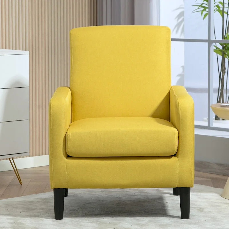 Fauteuil US Pride Furniture au style minimaliste et élégant, avec structure en bois massif et nouvelle mousse moelleuse
