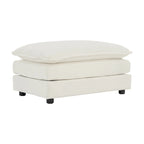 Poufs repose-pieds en tissu chenille blanc, assortis aux canapés 2, 3 et 4 places.