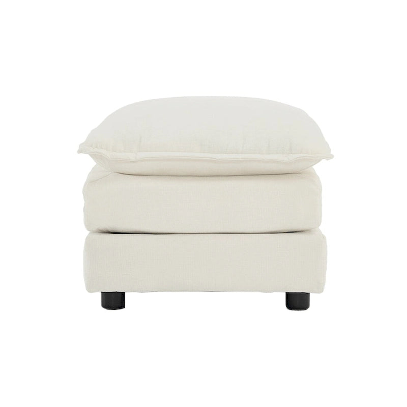 Poufs repose-pieds en tissu chenille blanc, assortis aux canapés 2, 3 et 4 places.