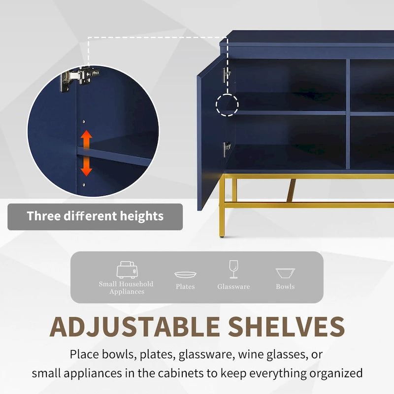 Buffet minimaliste et luxueux à 2 portes avec pieds en métal