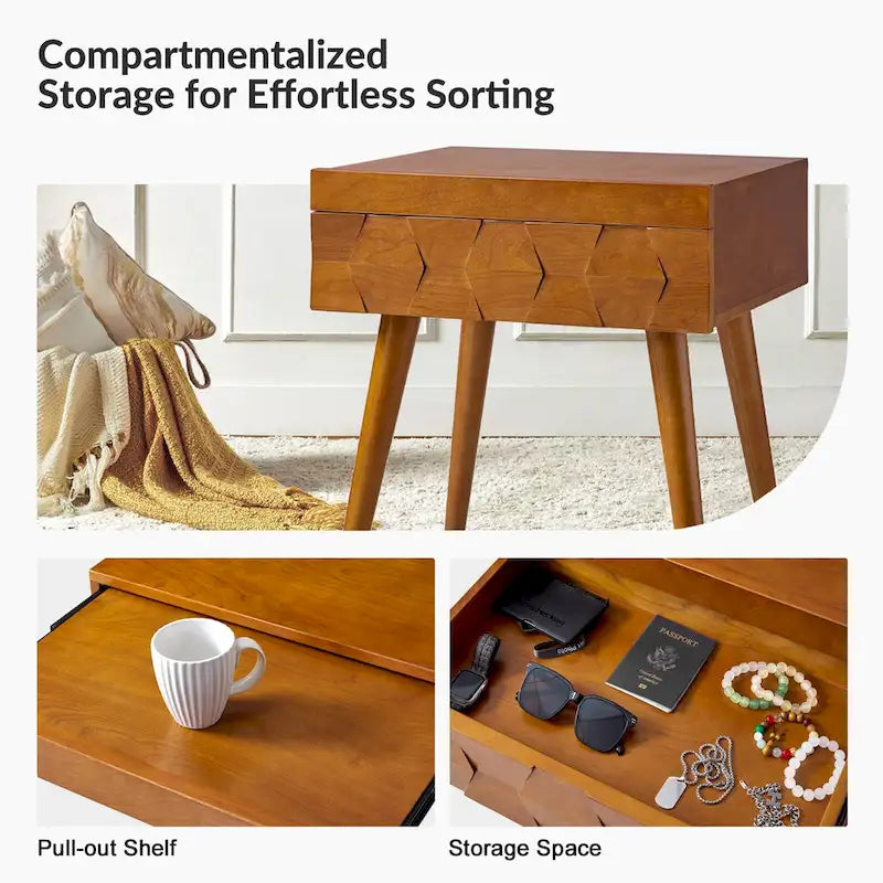 Ensemble de 2 tables d'appoint Julian style moderne du milieu du siècle avec station de recharge par HULALA HOME