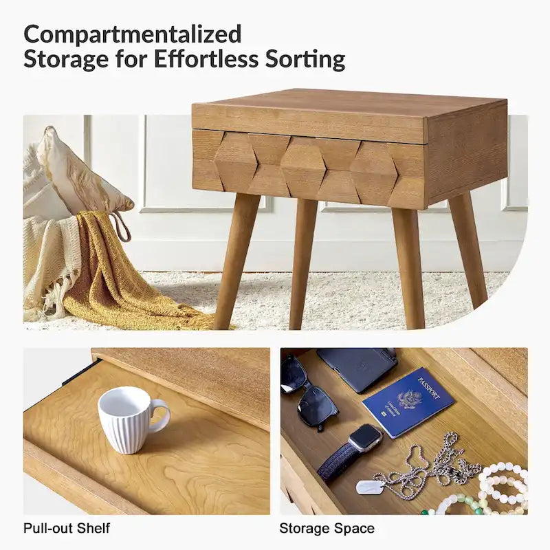 Ensemble de 2 tables d'appoint Julian style moderne du milieu du siècle avec station de recharge par HULALA HOME