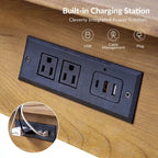 Ensemble de 2 tables d'appoint Julian style moderne du milieu du siècle avec station de recharge par HULALA HOME