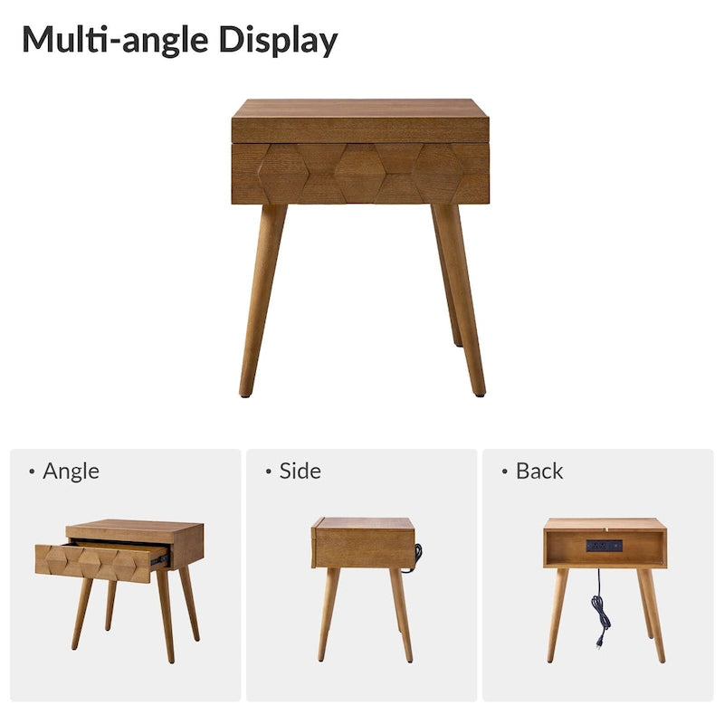 Ensemble de 2 tables d'appoint Julian style moderne du milieu du siècle avec station de recharge par HULALA HOME
