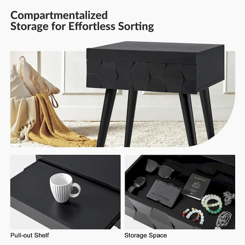 Ensemble de 2 tables d'appoint Julian style moderne du milieu du siècle avec station de recharge par HULALA HOME