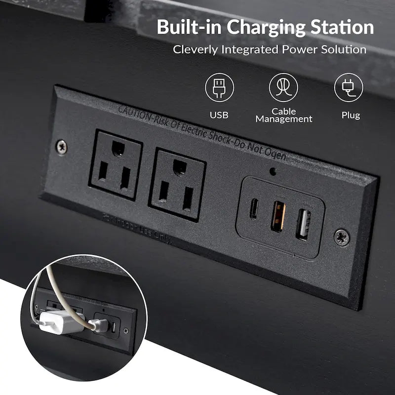 Ensemble de 2 tables d'appoint Julian style moderne du milieu du siècle avec station de recharge par HULALA HOME