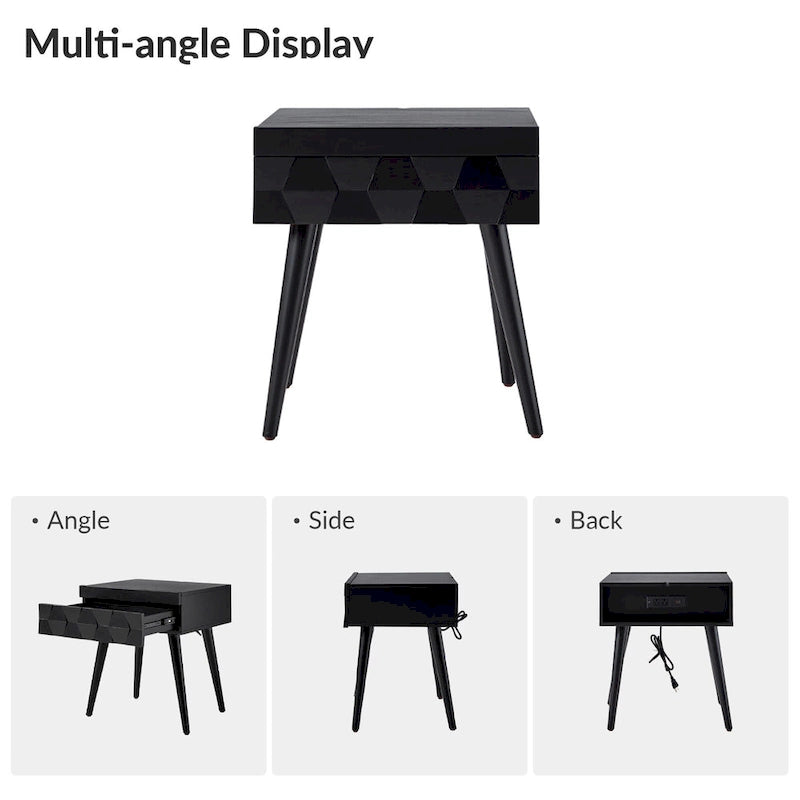 Ensemble de 2 tables d'appoint Julian style moderne du milieu du siècle avec station de recharge par HULALA HOME