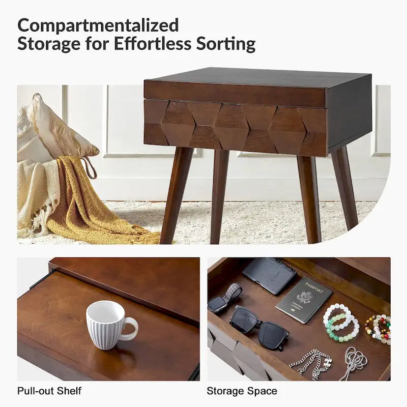 Ensemble de 2 tables d'appoint Julian style moderne du milieu du siècle avec station de recharge par HULALA HOME