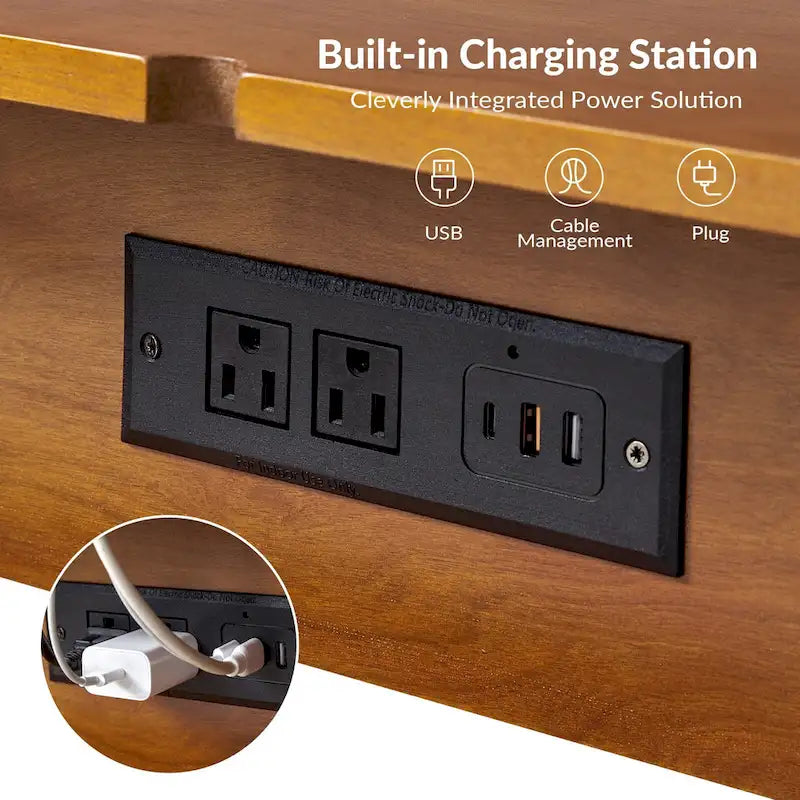 Ensemble de 2 tables d'appoint Julian style moderne du milieu du siècle avec station de recharge par HULALA HOME