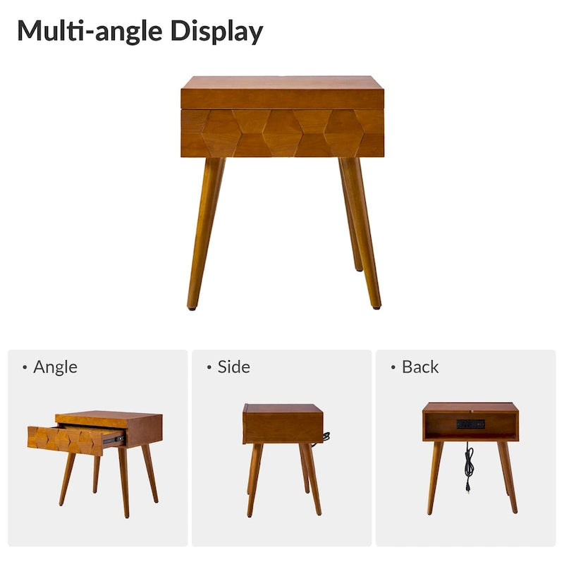 Ensemble de 2 tables d'appoint Julian style moderne du milieu du siècle avec station de recharge par HULALA HOME